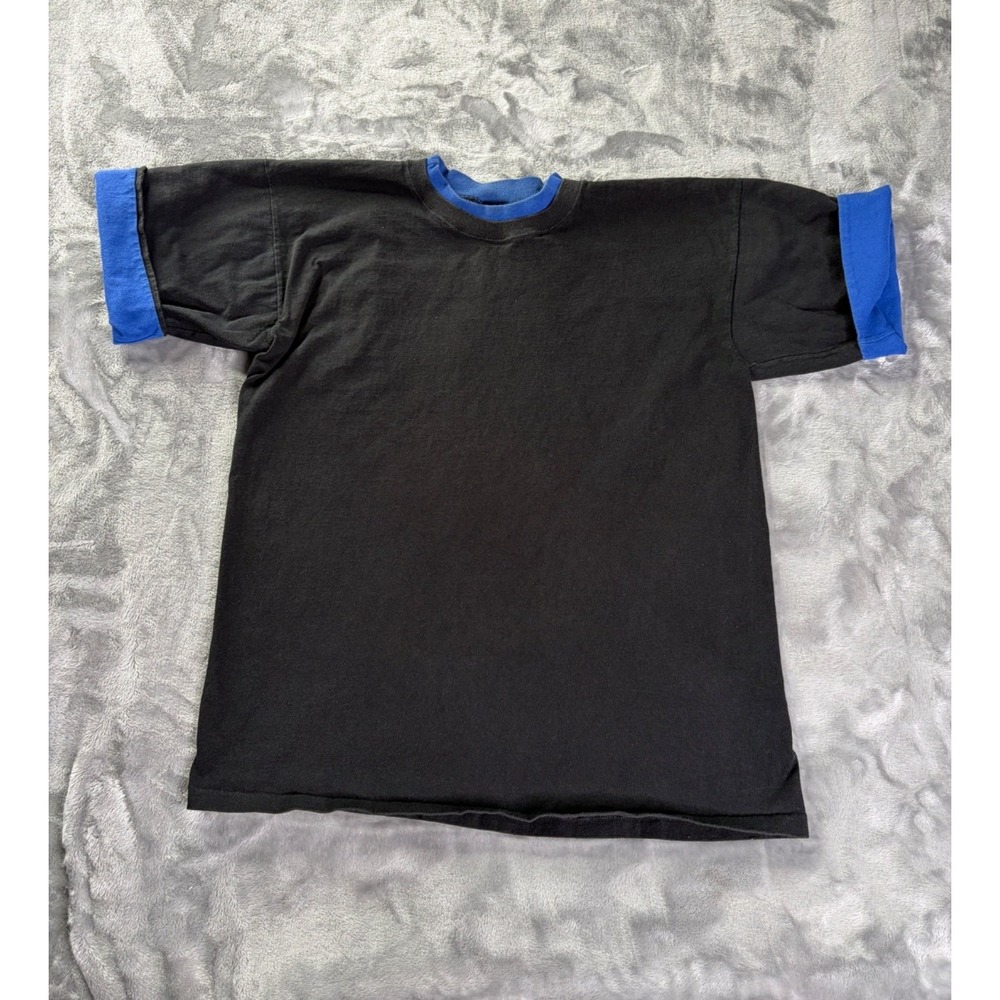 Vintage Premier Sportswear Inc. T-Shirt Mens L Black Blue Ringer Blank